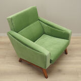 Fauteuil vert, design danois, années 1970, fabriqué au Danemark