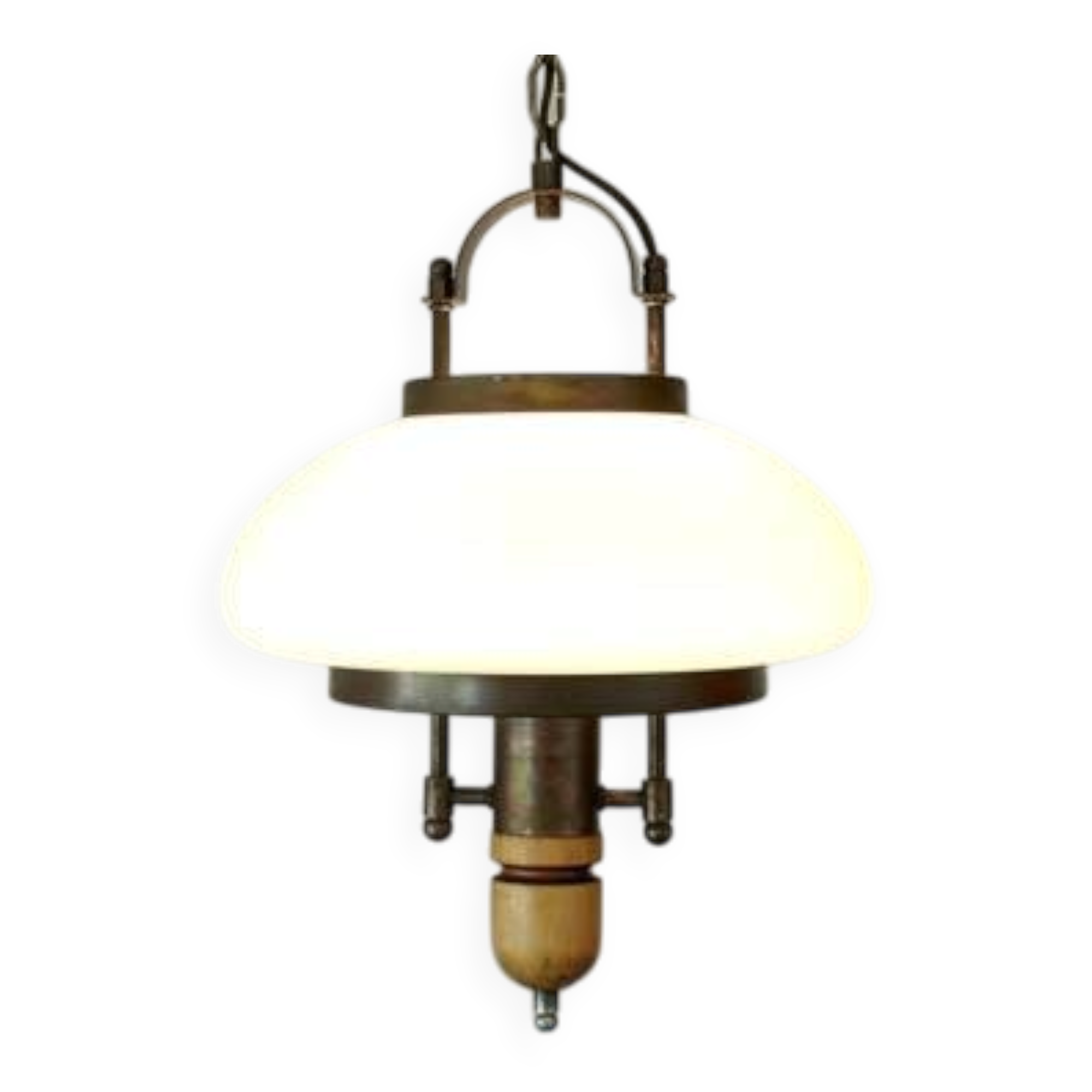 Vintage Lantern Pendant Light | Mid Century Opaline Glass Chandelier