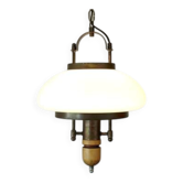 Lustre en verre opalin vintage | Suspension des années 50