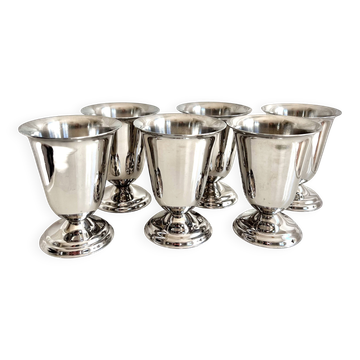 6 vintage stainless steel ice cream cups in the shape of a tumbler.