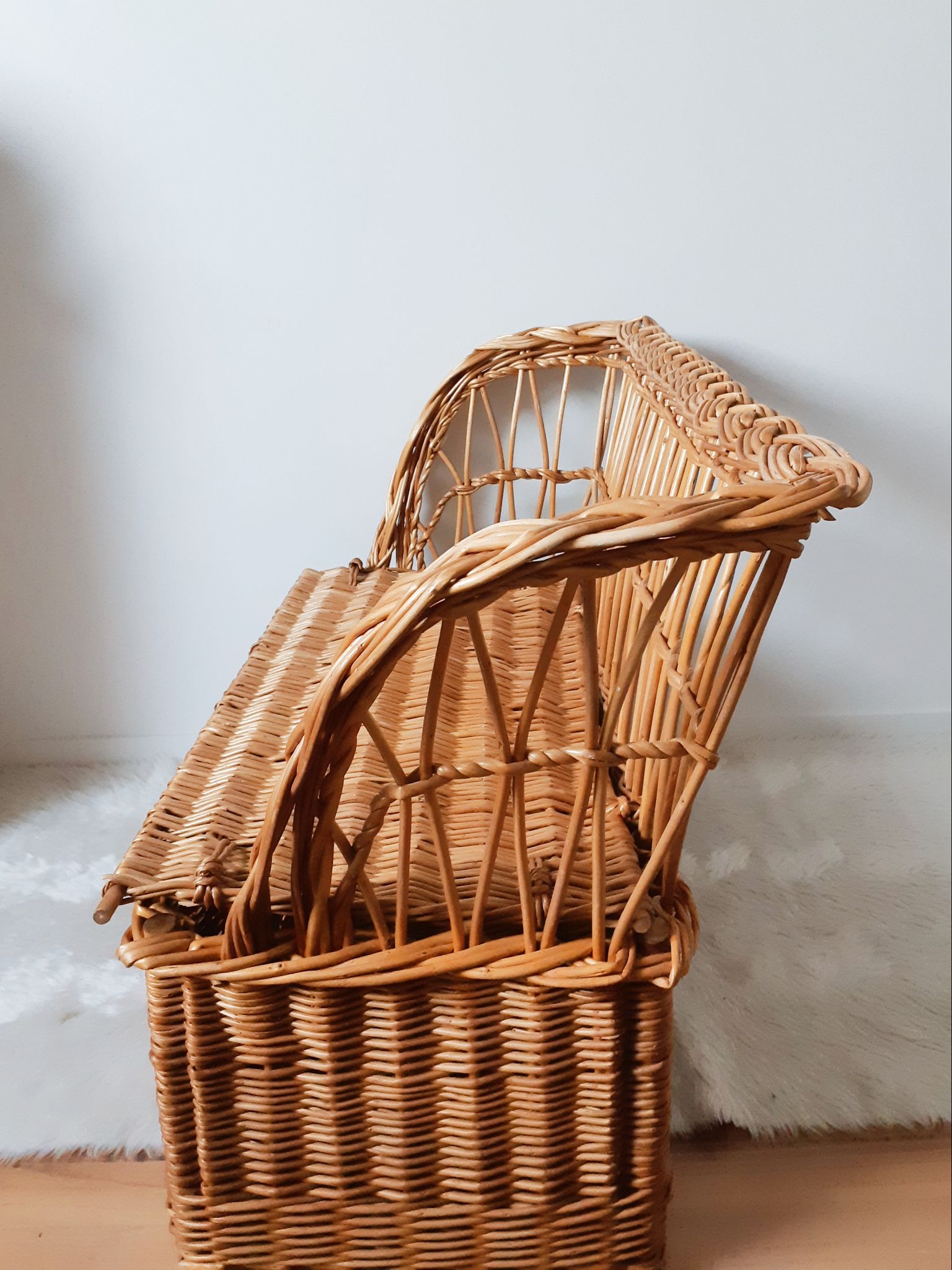 Old toy chest in rattan