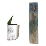 Vase soliflore en grès signé Jean Claude Monange, motif "Marguerite"