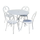 Salon de jardin 1 table 2 chaises 2 fauteuils en fer forgé ancien blanc