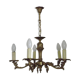 Vintage french bronze 5 light chandelier with leaf detail 3936