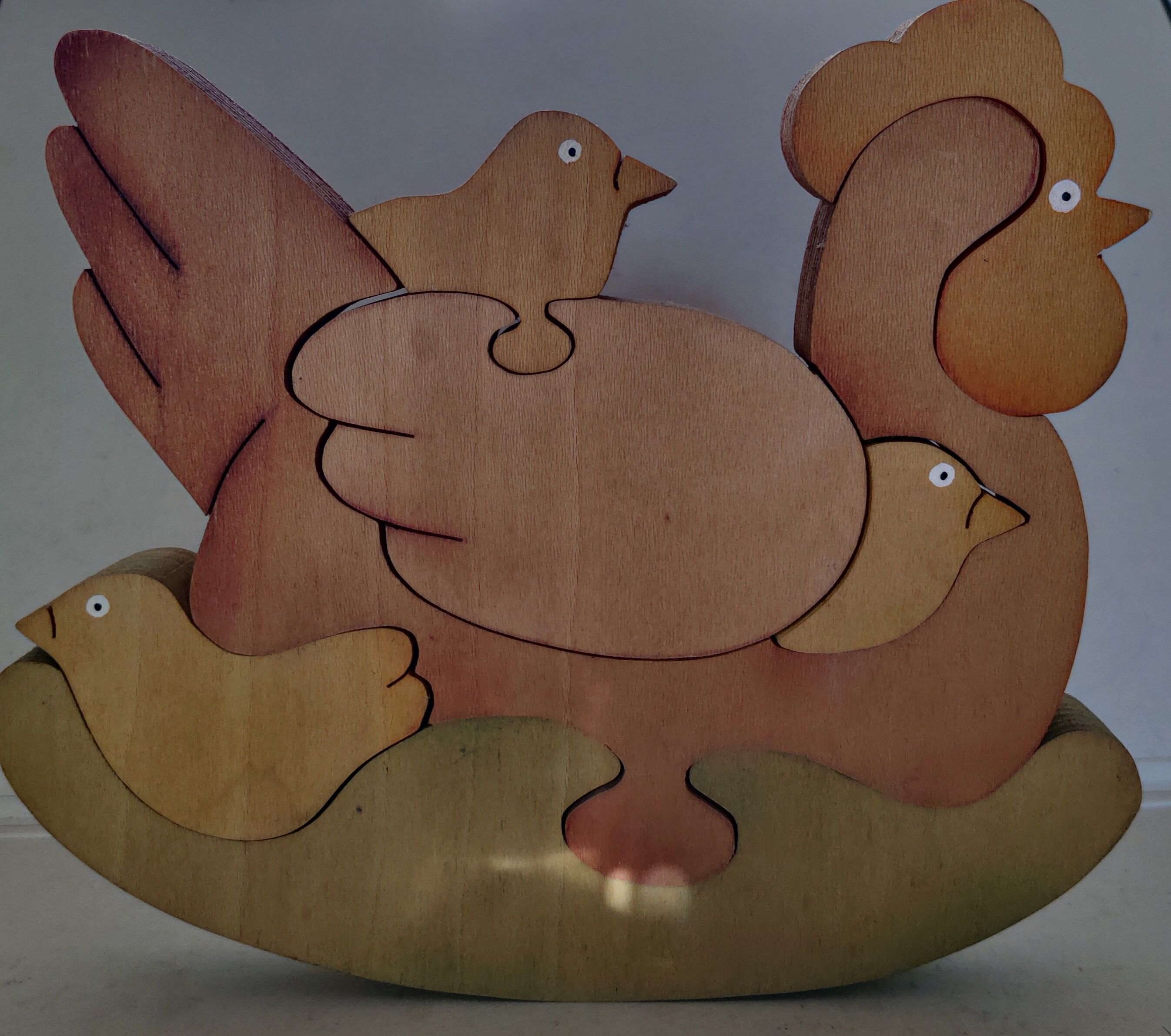 Hen chicks antique wooden puzzle to pose decorative