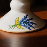 Old Provençal artisanal compotier, hand painted lavender pattern