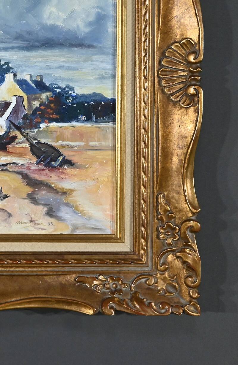 Marine painting “Littoral Breton” signed Marijane le Goaster – 1985