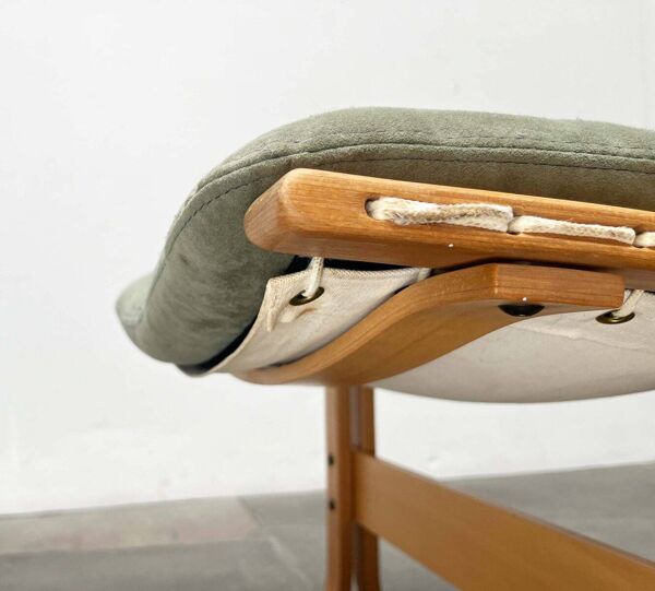 Pouf Siesta norvégien du milieu du siècle en cuir nubuck par Ingmar Relling pour Westnofa, années 1960