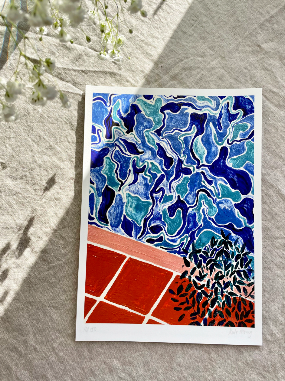 Pool with plant print