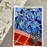 Pool with plant print