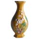 Chinese Yellow Glazed Hexagonal Relief Porcelain Vase with Prunus Motif