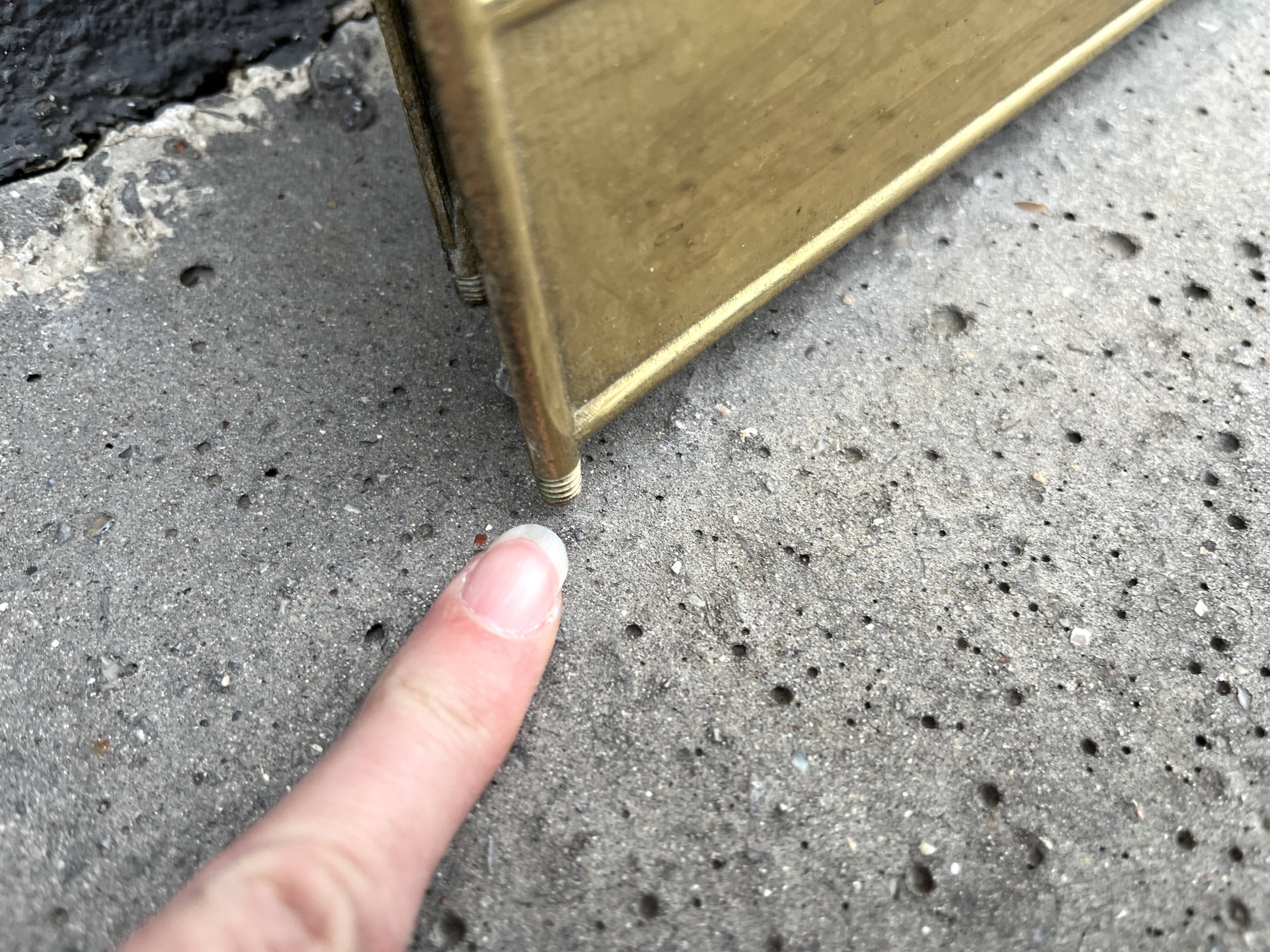 Antique brass fireplace screen from 1920, vintage spark guard.