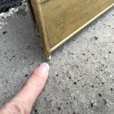 Antique brass fireplace screen from 1920, vintage spark guard.