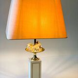 Hollywood Regency table lamp with crystal fruit with brass details, 1970s