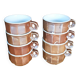 8 tasses à café de bistrot marron et blanche, en porcelaine, vintage