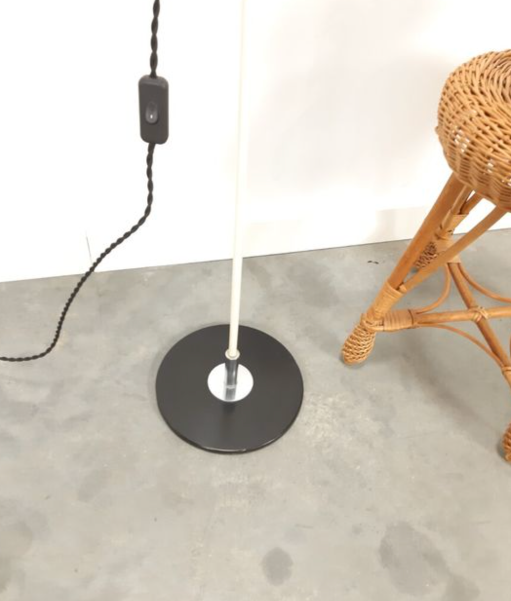 Vintage Floor Lamp in Checkered Milk Glass