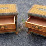 Pair of rattan bedsides