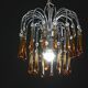 The Amber Crown, Murano Chandelier Amber and Crystal Drops, 1970s