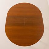 Scandinavian round teak table with hidden extension, 1970s