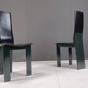 Copy of set of 6 Italian leather and green lacquer dining chairs, 1980s