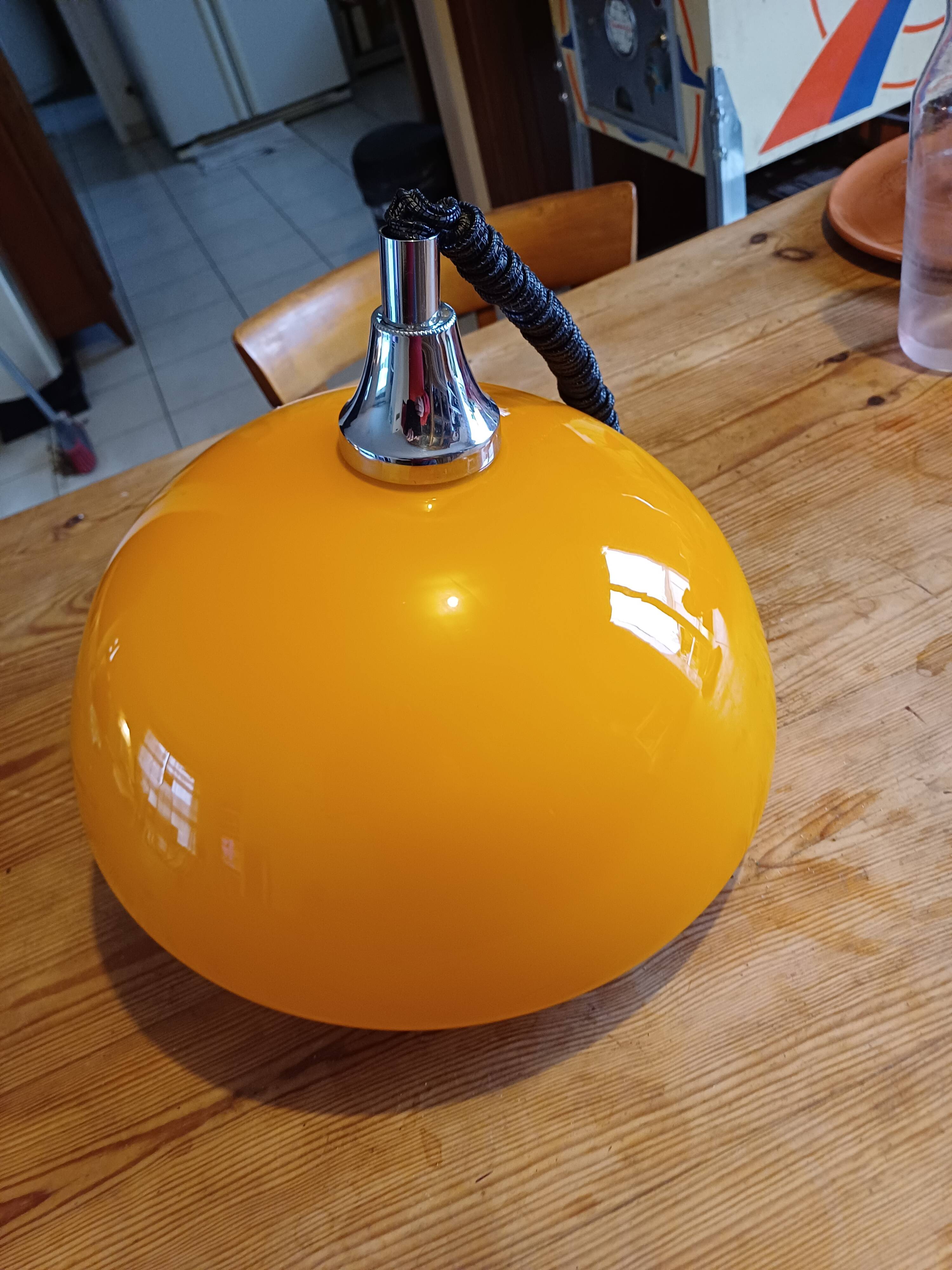 Vintage opaline orange pendant lamp “viro”