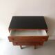 Chest of drawers in rosewood and vintage mid-century black glass, czechoslovakia 1970