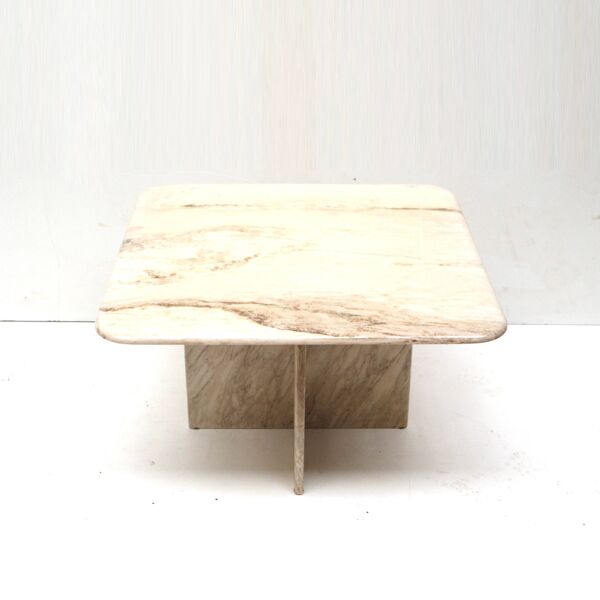 Table basse / table d'appoint carrée vintage en marbre italien des années 1970