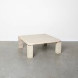 1980s Square travertine coffee table