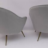 Attributed to Federico Munari Mid-Century Modern Italian Velvet Armchairs, 1950s