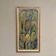 Large Swedish Oil on Panel – "Green Composition" – Signed – Vintage and Recently Framed – 77 × 41 cm (30.3 in × 16.1 in)