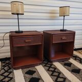 Pair of rattan bedside tables