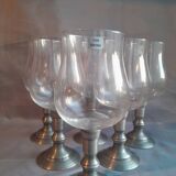 Set of 6 pewter glasses