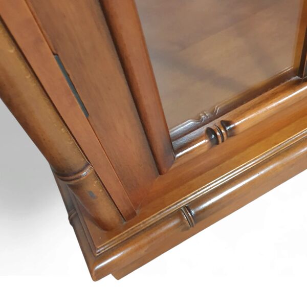 Cabinet en faux bambou par Jonathan Adler / couches de verre / années 1980