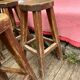 Set of 4 old vintage brutalist fir bar stools