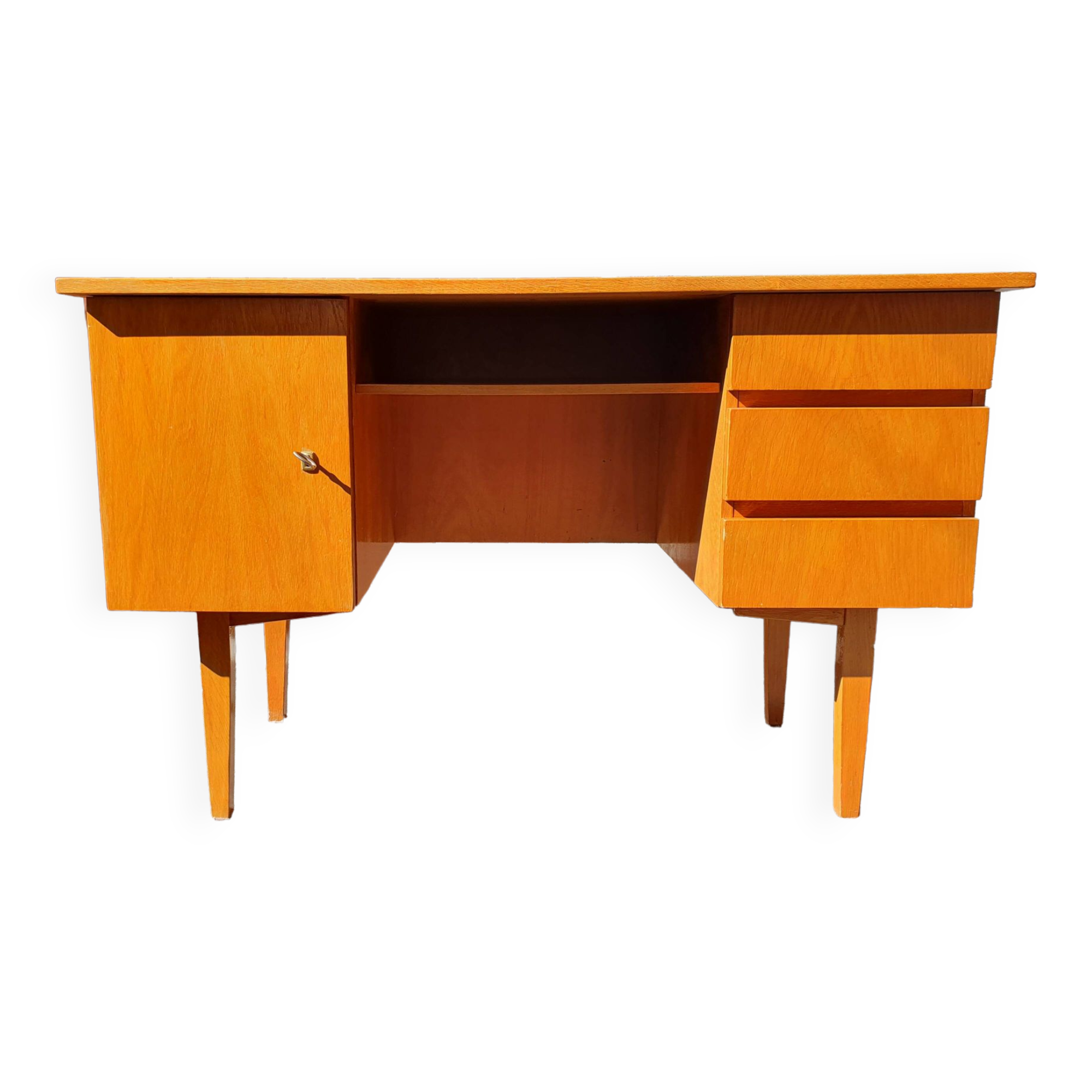 Vintage light oak desk from the 70s