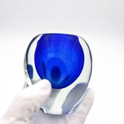 Murano Sommerso Cobalt Blue Vase 11cm 1kg Vintage Art Glass Design 60s