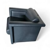 Pair / Trix and Robert Haussmann / Dark grey leather chairs by Knoll