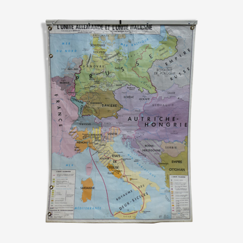 Carte d'école vintage MDI L'unité Allemande et Italienne