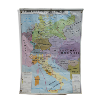 Carte d'école vintage MDI L'unité Allemande et Italienne