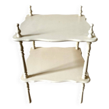 White turned wood side table, end table