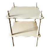 White turned wood side table, end table