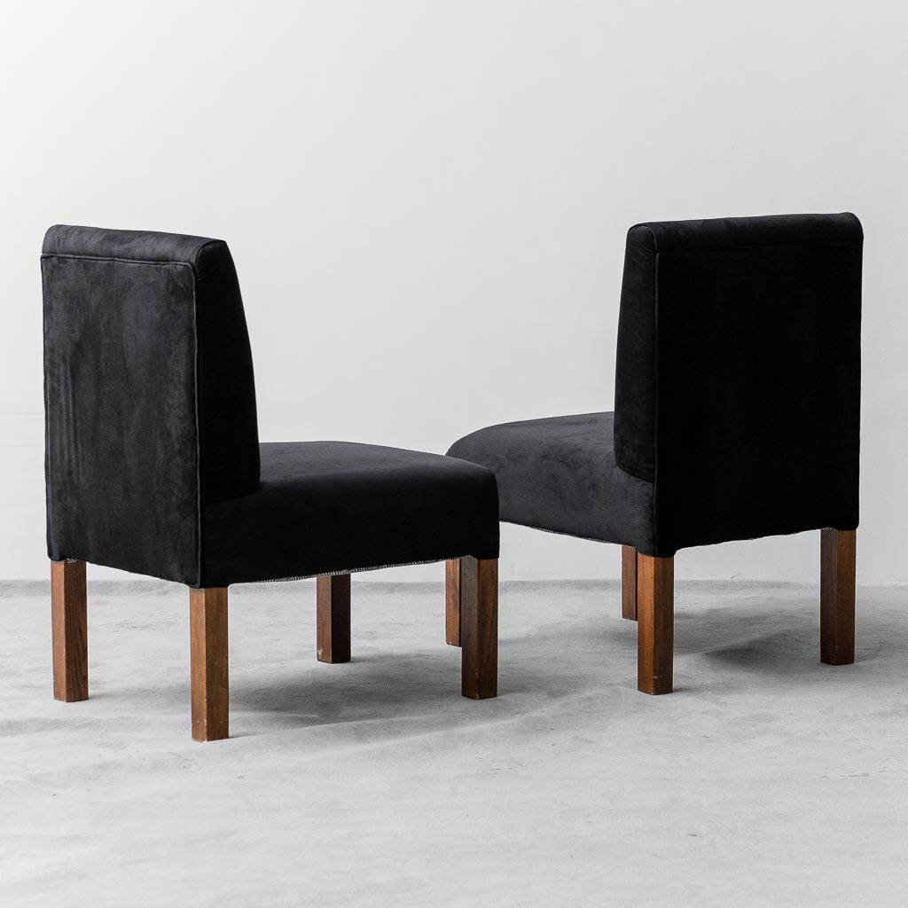 set di quattro sedie velluto legno anni '70 vintage modernariato