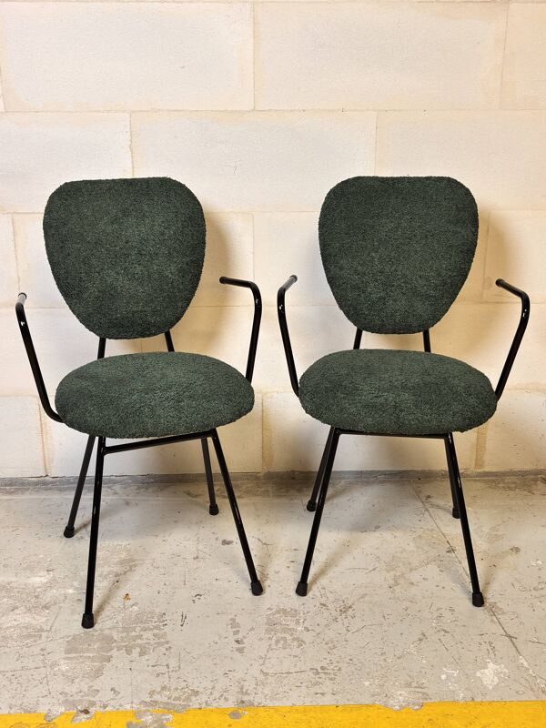 Paire de chaises avec accoudoirs  Jacques Hitier I Années 1950