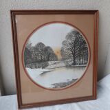 Winter landscape painting