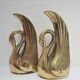 Pair of bookends vintage brass swans