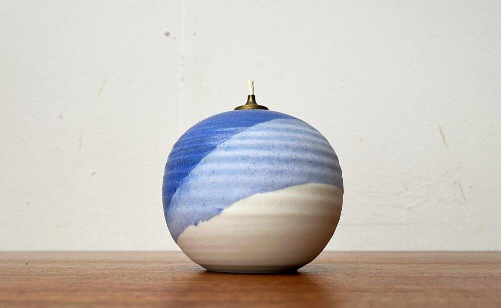 Mid-century studio pottery oil lamp by Karsten Nielsen for KN Keramik, 1960s.