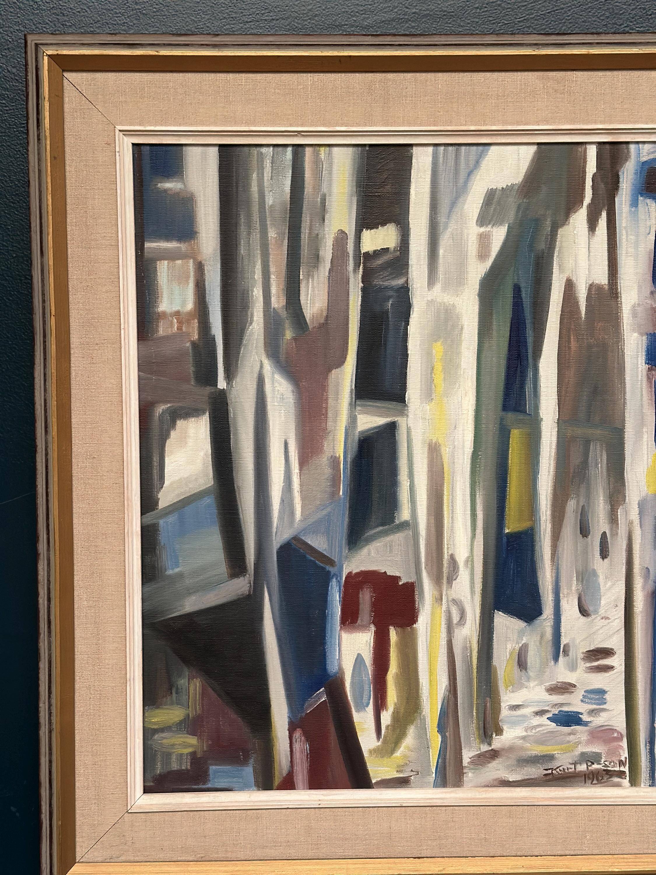 Huile sur toile suédoise – “Allée abstraite” par Kurt Persson