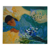 Lithograph "Gentleness, Young Woman Asleep" signed Nancy Delouis