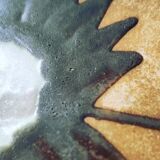 Enamelled stoneware plate, Vallauris, dove pottery