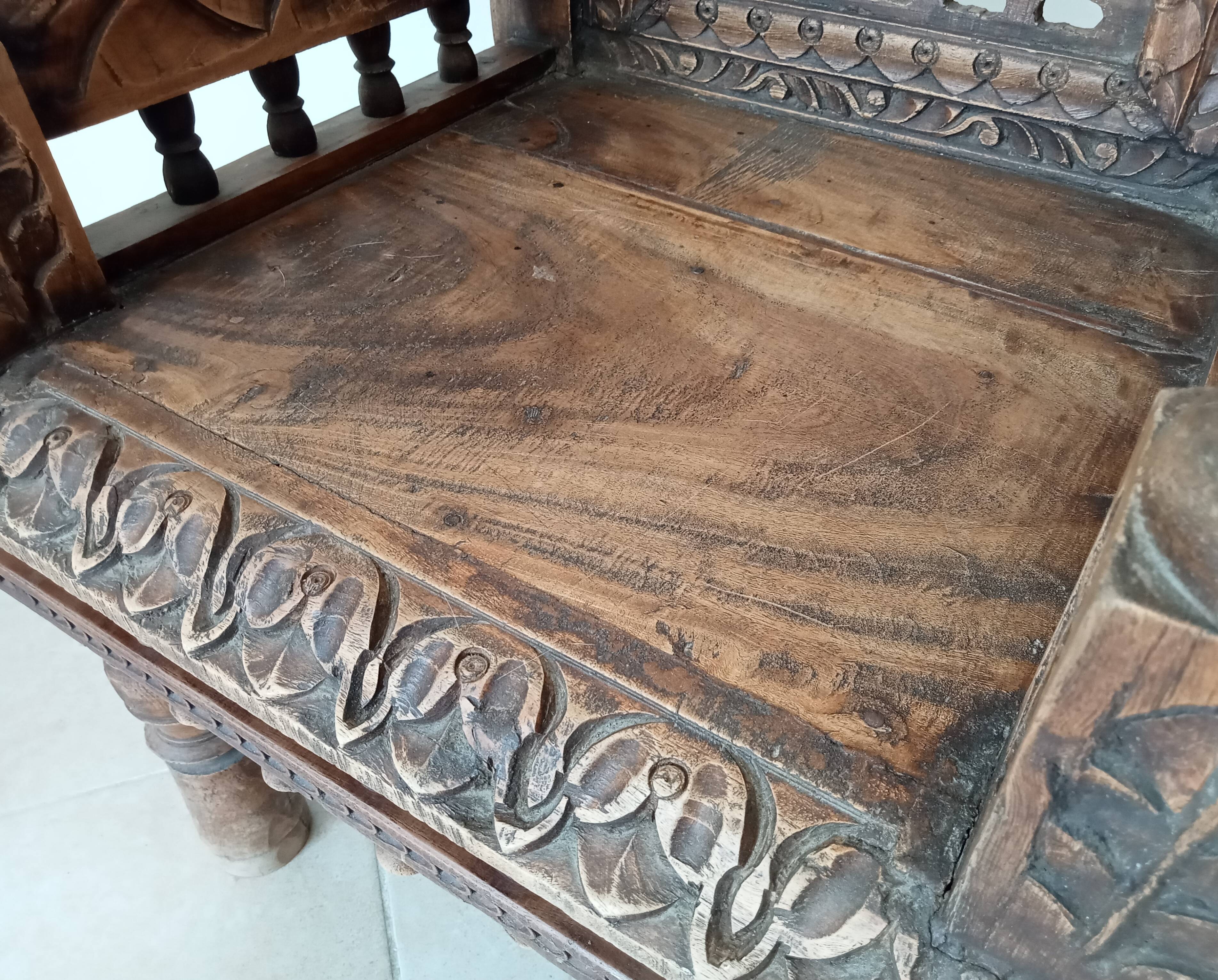 Fauteuil Ancien Pidha Rajasthan XIXeme en Palissandre